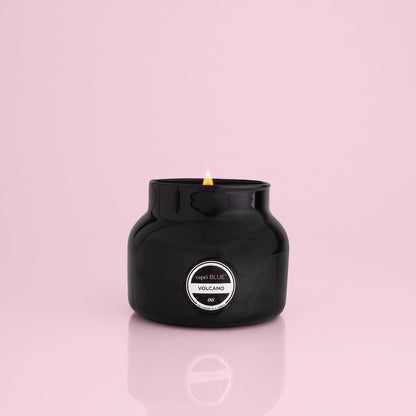 Volcano Scented, Glass Jar Candles for Home with Tropical Fruit & Sugared Citrus, Soy Wax Blend, Black Color (8 Oz)