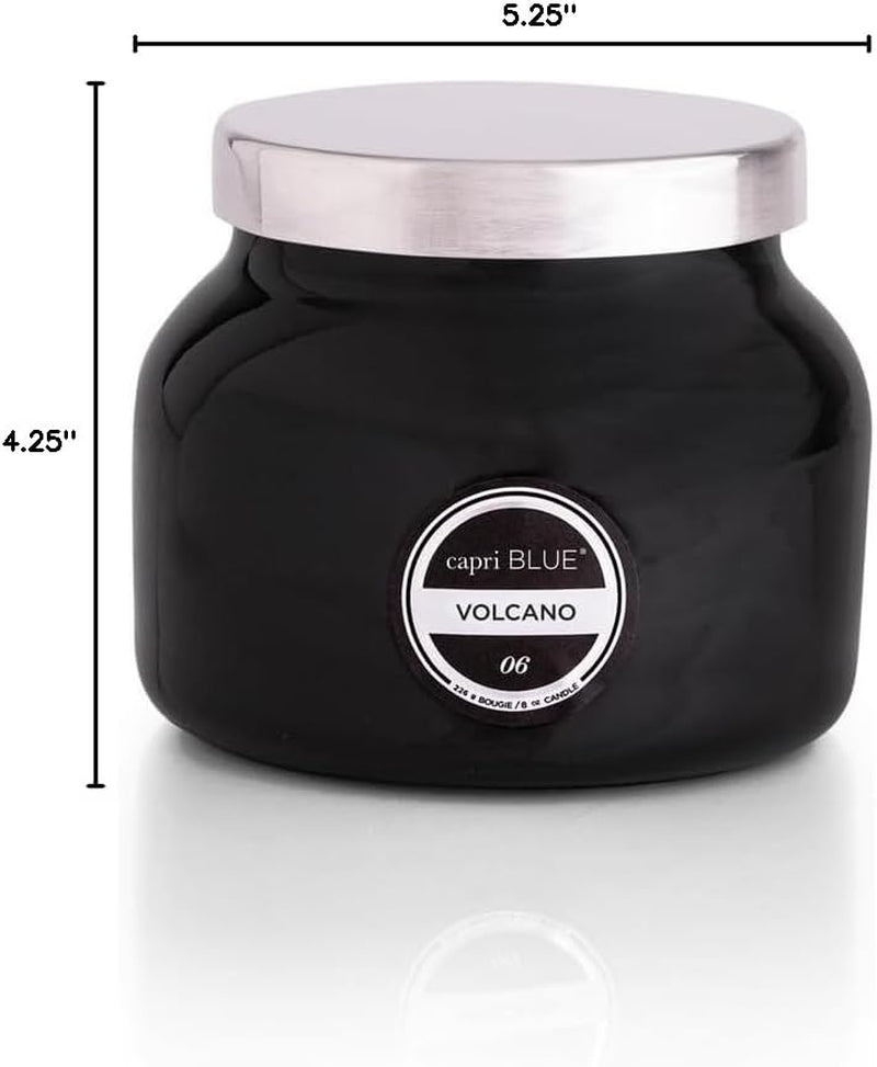 Volcano Scented, Glass Jar Candles for Home with Tropical Fruit & Sugared Citrus, Soy Wax Blend, Black Color (8 Oz)