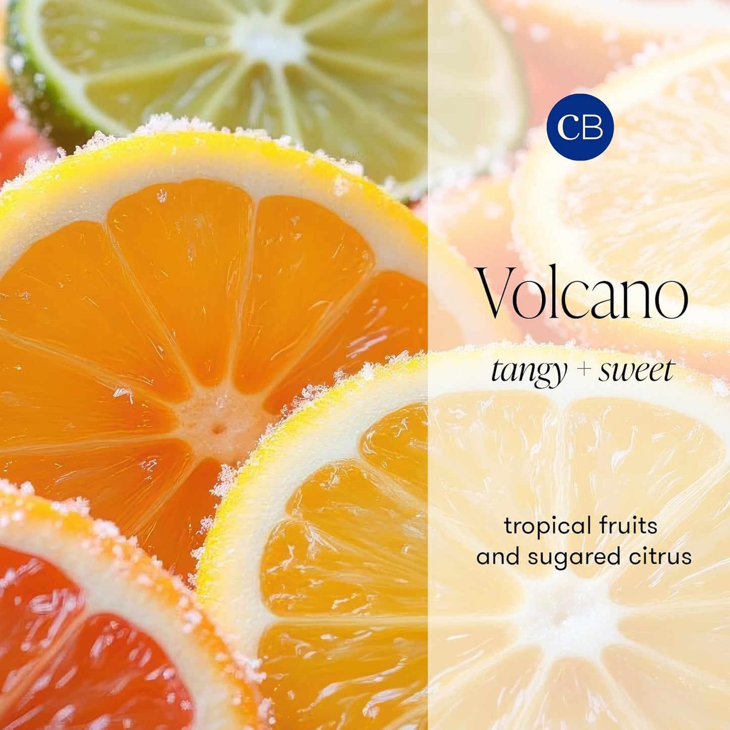 Volcano Scented, Glass Jar Candles for Home with Tropical Fruit & Sugared Citrus, Soy Wax Blend, Black Color (8 Oz)