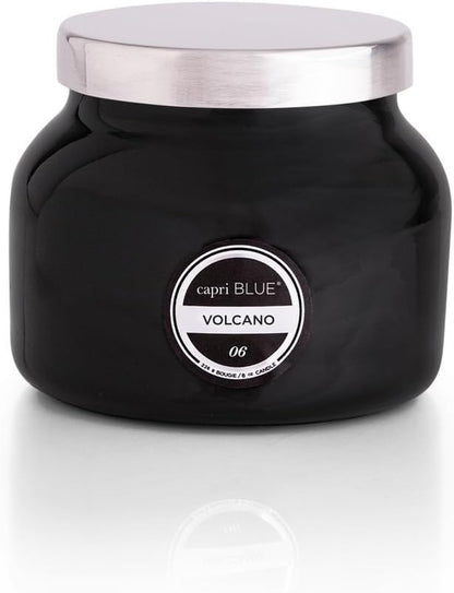 Volcano Scented, Glass Jar Candles for Home with Tropical Fruit & Sugared Citrus, Soy Wax Blend, Black Color (8 Oz)